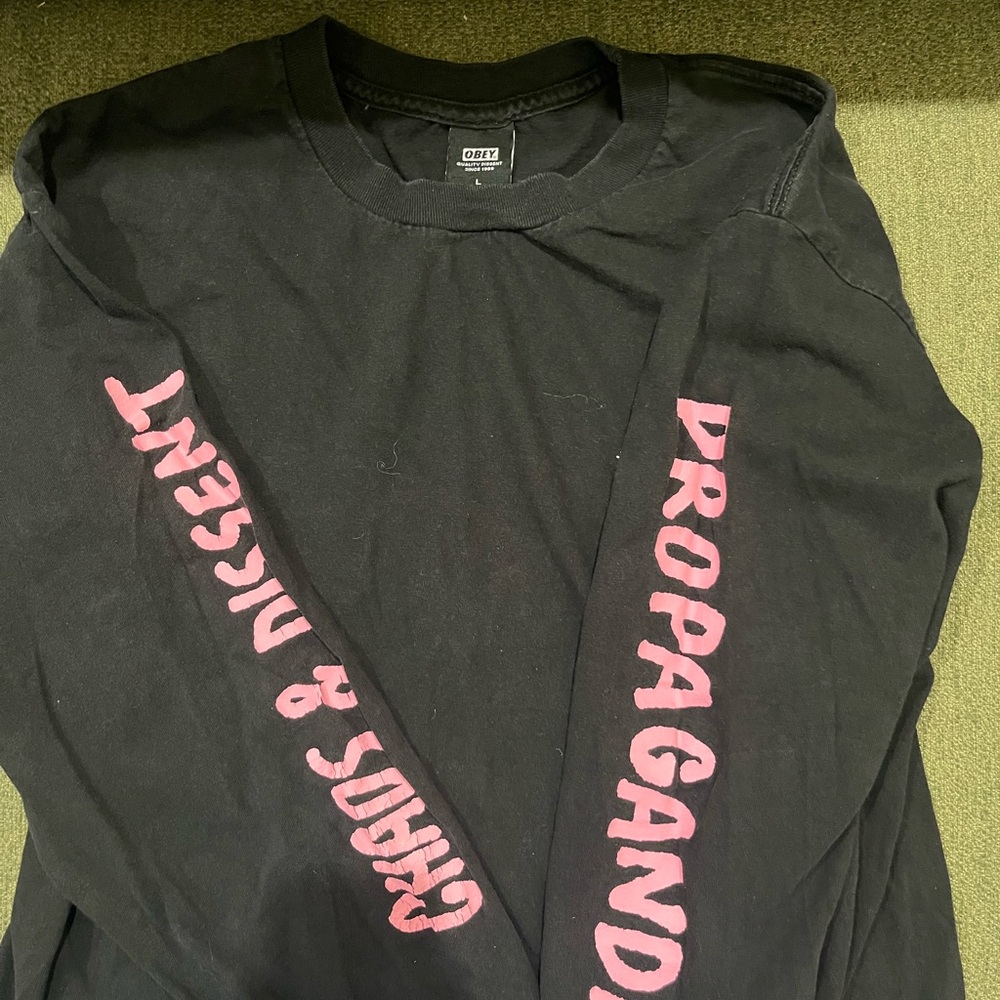 Obey Black Long Sleeve with Pink Graphics
